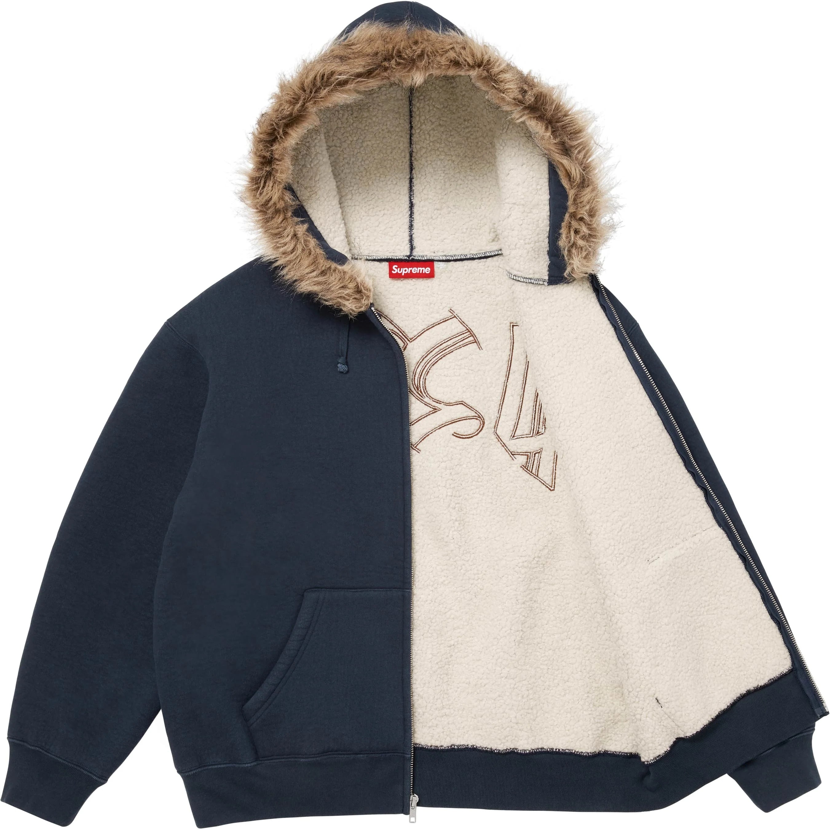 Faux Fur Zip Up Hooded Sweatshirt view 16